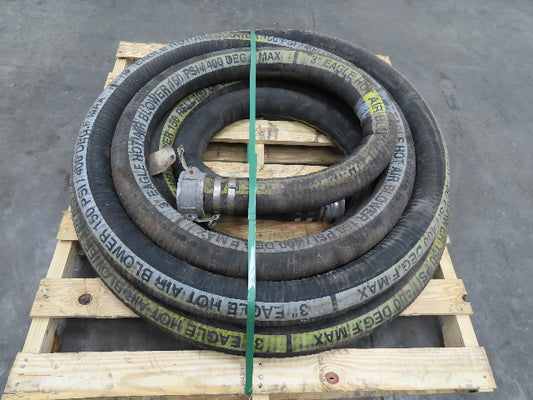 Eagle 3" ID x 48' Hot Air Compressor Dry Bulk Blower Hose Black Rubber 150 PSI