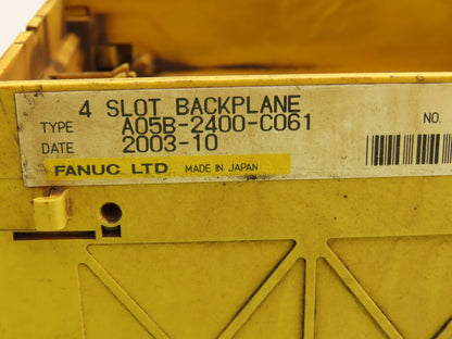 Fanuc A05B-2400-CO61 Four Slot R-J3 Backplane W/Base Board Lot of 3