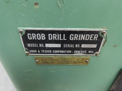 Grob 75-V Drill Grinder 8" Wheel 230/460V Bit Sharpener Coolant Tank Oscillating