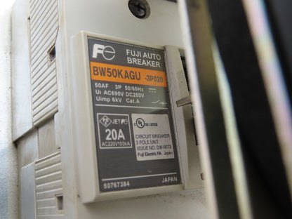 Fuji Electric BW50KAGU Circuit Breaker W/Rotary Disconnect Switch 20A 3 Pole