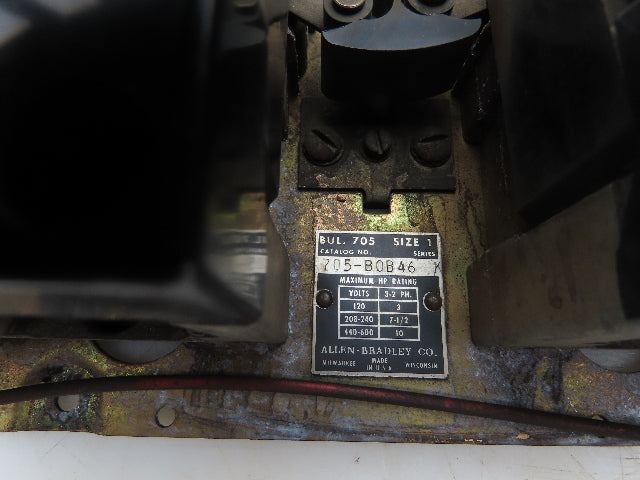 Allen Bradley 705-B0B46 NEMA Size 1 Reversing Motor Starter 3Ph 10HP 480V Coil