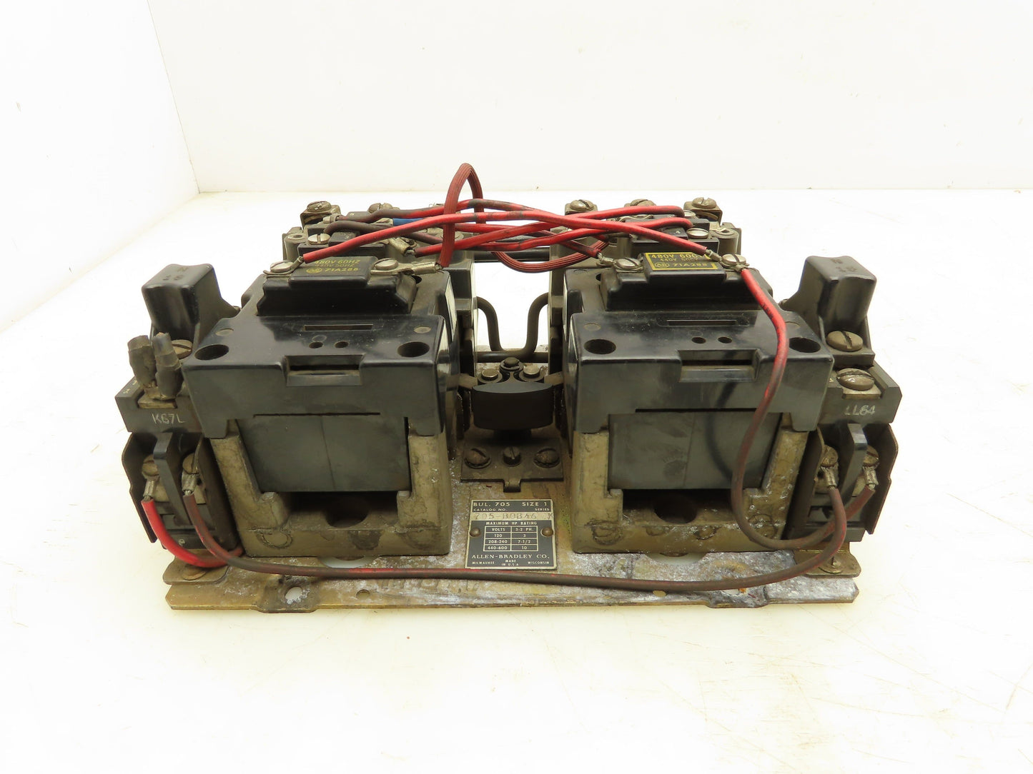 Allen Bradley 705-B0B46 NEMA Size 1 Reversing Motor Starter 3Ph 10HP 480V Coil