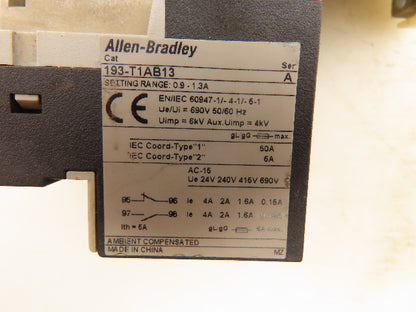 Allen Bradley 193-T1AB13 Thermal Overload Relay 690VAC 0.90-1.3A With Contactor