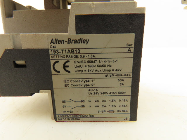 Allen Bradley 193-T1AB13 Thermal Overload Relay 690VAC 0.90-1.3A With Contactor