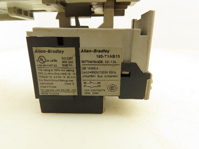 Allen Bradley 193-T1AB13 Thermal Overload Relay 690VAC 0.90-1.3A With Contactor