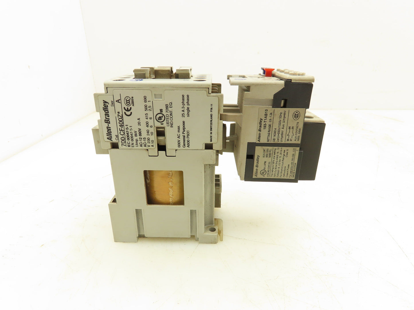 Allen Bradley 193-T1AB13 Thermal Overload Relay 690VAC 0.90-1.3A With Contactor