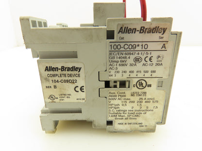 Allen Bradley 104-C09D22 Reversing Motor Starter 4 Pole 20A Ser A 110-120V Coil