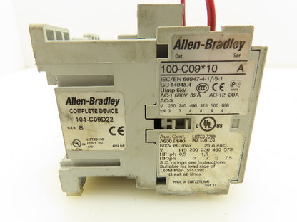 Allen Bradley 104-C09D22 Reversing Motor Starter 4 Pole 20A Ser A 110-120V Coil