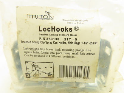 Triton Products 53130 LocHook 1.5- 2.75" Spring Clip Spray Can Holder 5 Pack