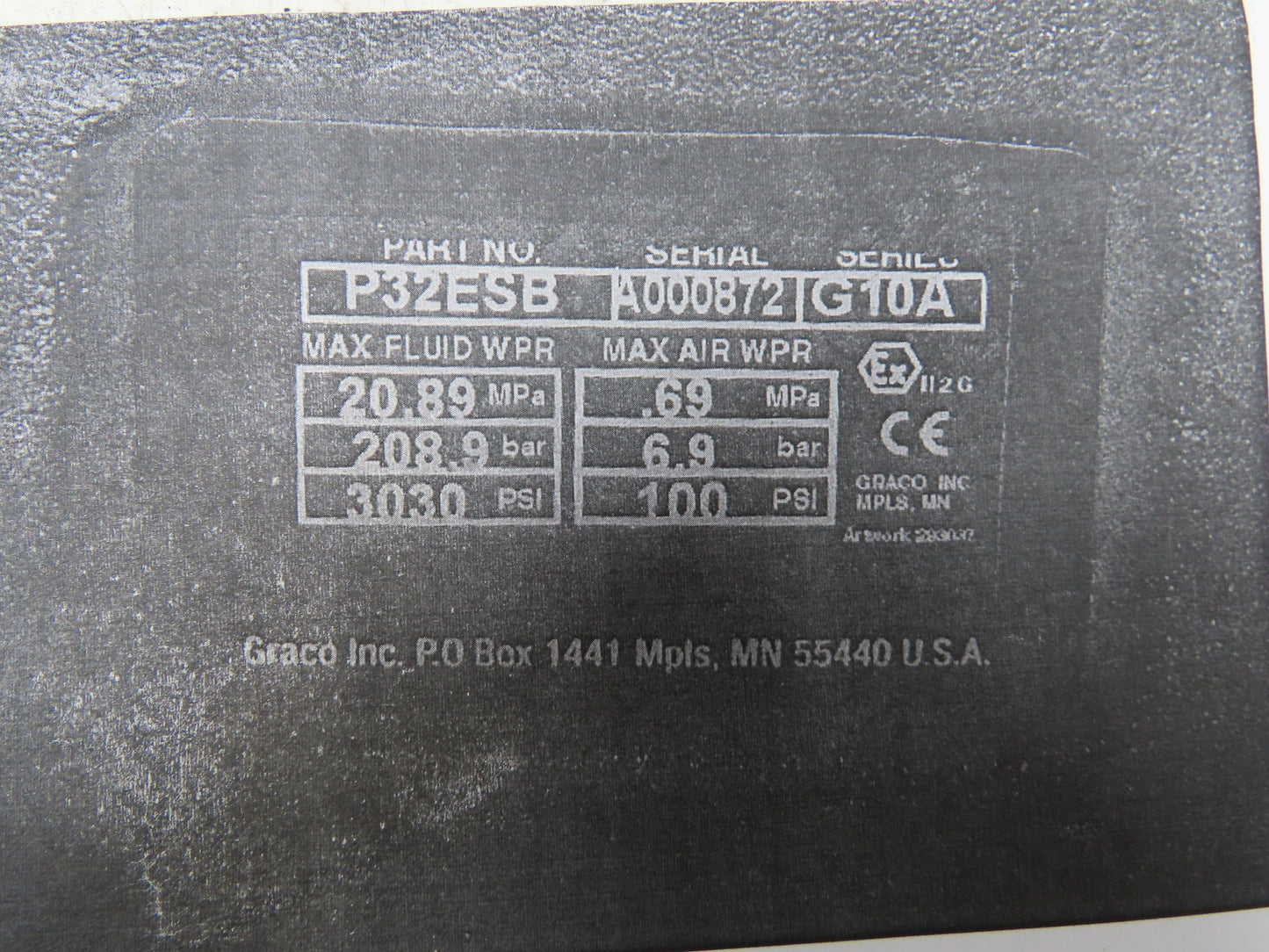 Graco P32ESB Dura-Flo NXT 32S 2-Ball 32:1 Piston Pump N65DT0 Air Motor DataTrak