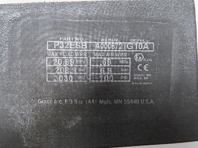 Graco P32ESB Dura-Flo NXT 32S 2-Ball 32:1 Piston Pump N65DT0 Air Motor DataTrak