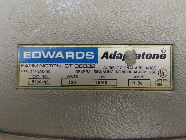 Edwards 5530-N5 Adaptatone Audible Signal Appliance 120V 0.38A