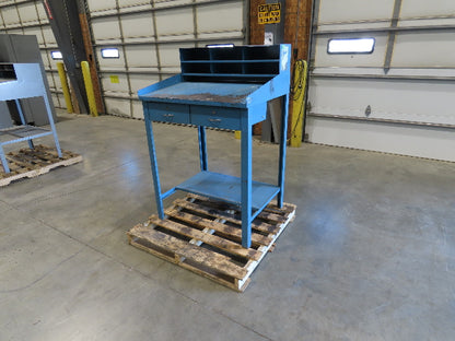 Steel Shop Desk Slant Top 2 Drawer with Pigeonhole Riser 36"W 30"D 43"H