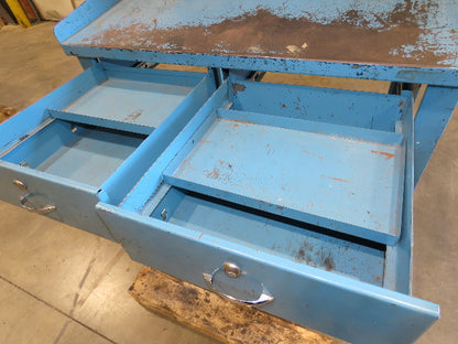 Steel Shop Desk Slant Top 2 Drawer with Pigeonhole Riser 36"W 30"D 43"H