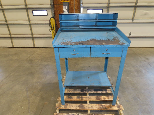 Steel Shop Desk Slant Top 2 Drawer with Pigeonhole Riser 36"W 30"D 43"H