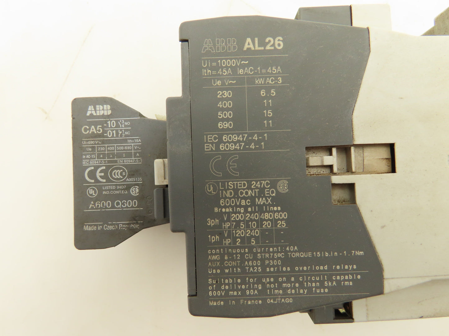 ABB AL26 Contactor Relay 3 Pole 24V DC Coil Lot of 7