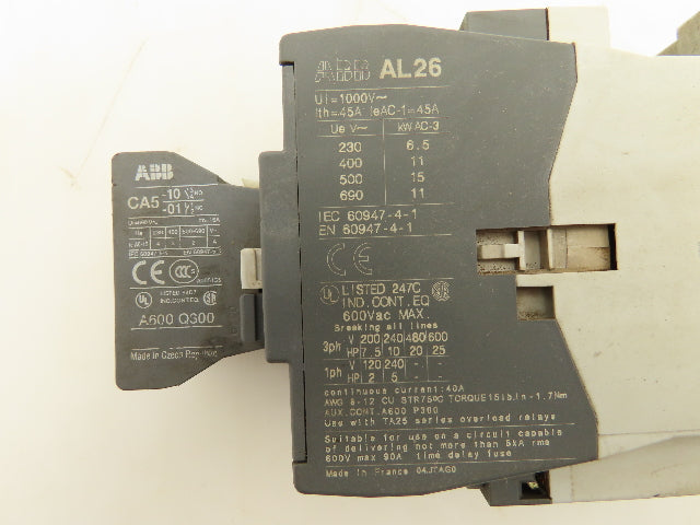 ABB AL26 Contactor Relay 3 Pole 24V DC Coil Lot of 7