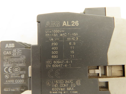ABB AL26 Contactor Relay 3 Pole 24V DC Coil Lot of 7