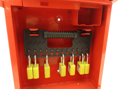Master Lock S3502 Group Lockout Box Hinged Red Steel Missing Keys To The Locks