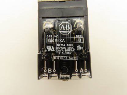 Allen Bradley 800MR-12HX2B Illuminated 2 Position Selector Switch 110-300V Coil