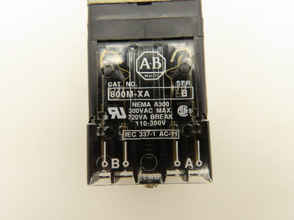 Allen Bradley 800MR-12HX2B Illuminated 2 Position Selector Switch 110-300V Coil