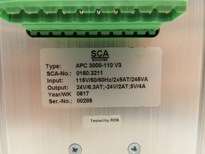 SCA Schucker APC 3000-110 V3 PLC Power Supply 110V Input 6A Output