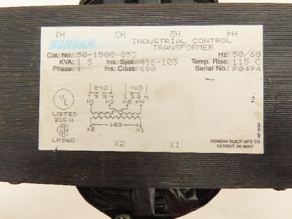 Dongan 50-1500-053 Control Power Transformer 1.5kva Stepdown HV 240/480V LV 120V