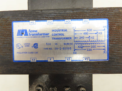 Acme TA-2-81005 Control Power Transformer 500VA HV600/480/240V LV 120V