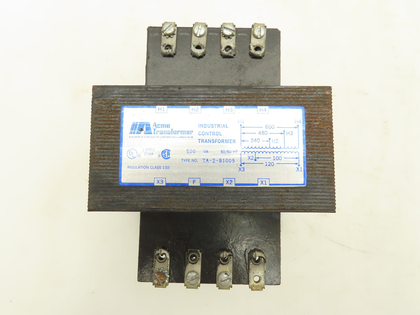 Acme TA-2-81005 Control Power Transformer 500VA HV600/480/240V LV 120V