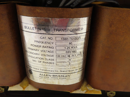 Allen Bradley 1388-T012DR Control Transformer 1.25 KVA 240/480V 120V 3Ph