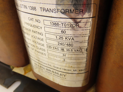 Allen Bradley 1388-T012DR Control Transformer 1.25 KVA 240/480V 120V 3Ph