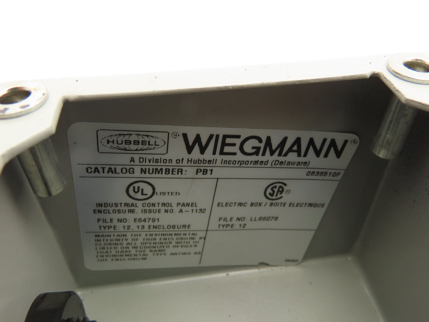 Hubbell Wiegmann PB1 Enclosure w/Allen Bradley Switch HT84 Nema Type 12 Lot of 4