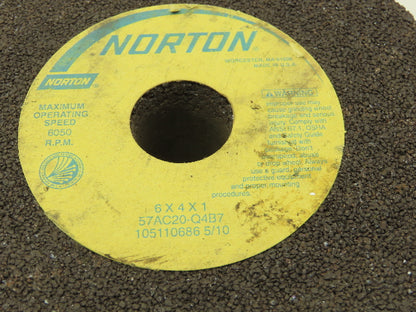 Norton 6x4x1" Coarse Grit Grinding Wheel 6050 RPM 57AC20-Q4B7  Lot of 2