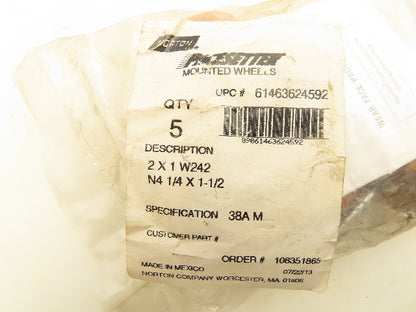 Norton 2x1 W242 N4 1/4x1-1/2 38A M Mounted Grinding Wheel 60 Grit  Lot of 10