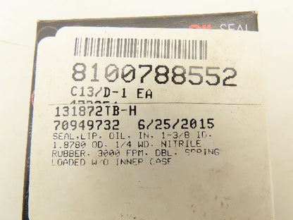 TCM 131872TB-H-BX Oil Seal Carbon Steel 1.375" ID 1.874" OD Lot of 8