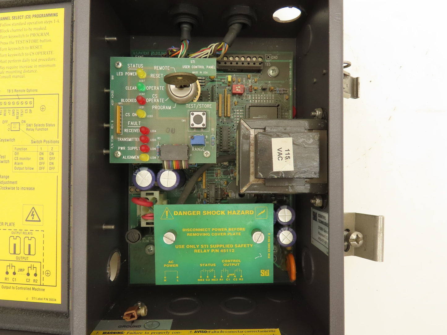 STI MS4348B Light Curtain Controller Input 117VAC 25A Output 220VAC