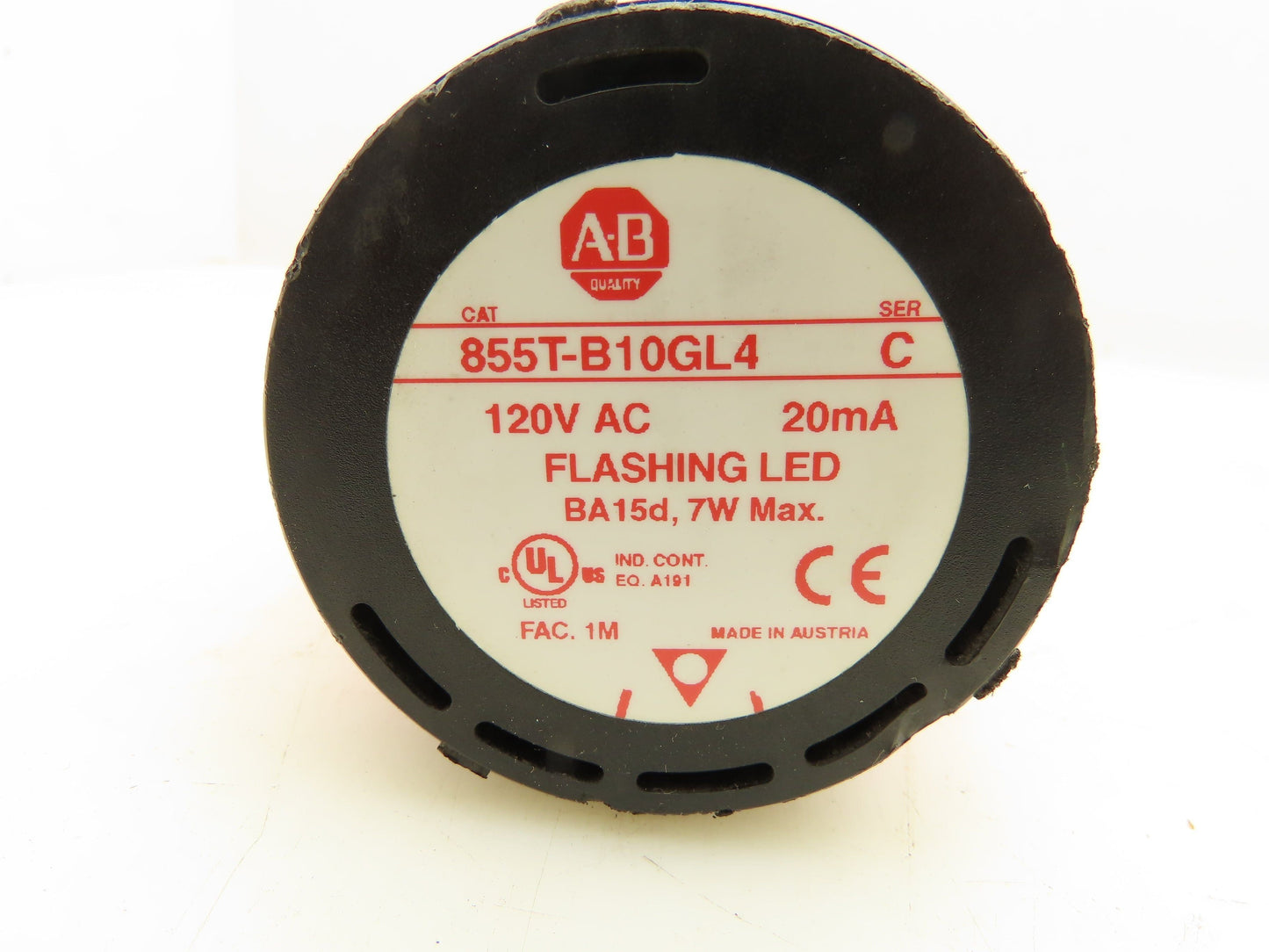 Allen Bradley 855T-B10GL4 Flashing Red LED Stack Light 120V AC