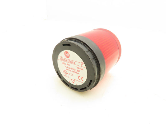 Allen Bradley 855T-B10GL4 Flashing Red LED Stack Light 120V AC