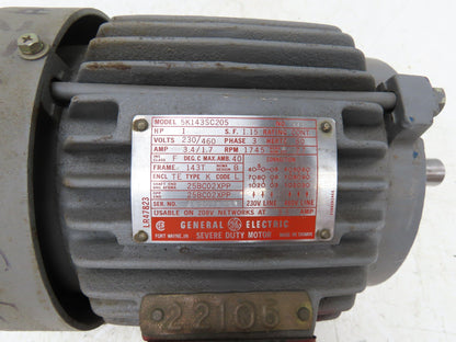 GE General Electric 5K143SC205 Severe Duty Motor 1Hp 1745RPM 230/460V 3PH 143T