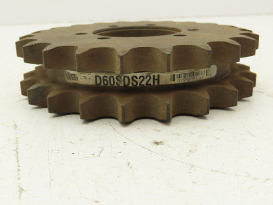 Martin D60SDS22H Double Roller Chain Sprocket # 60 Taper Lock Bushing 22 Teeth