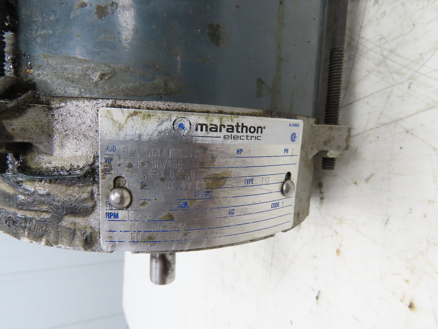 Marathon XX56T17G5317F AC Motor 1Hp 1725 RPM 208-230/460V 3PH 56C Hazardous Loc