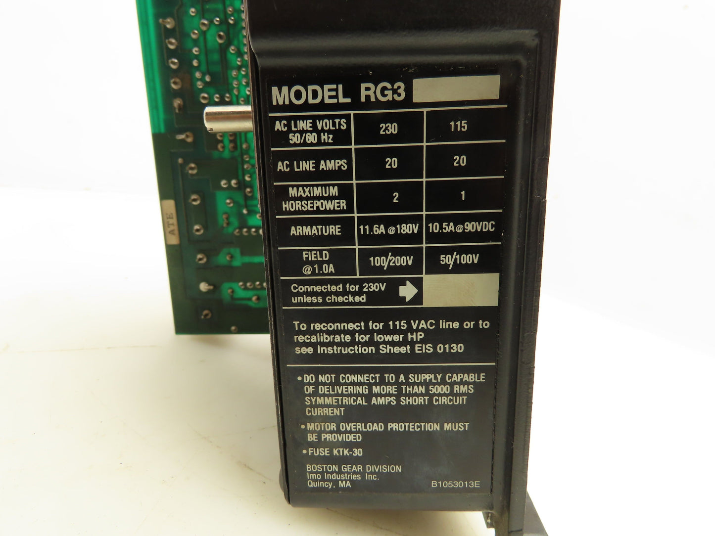 Boston Gear RG3 DC Motor Regenerative Control