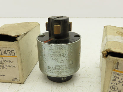 Arrow Hart 21436 Power Lock Plug 30A 600VAC 3P 4W 3/4"  Lot of 2