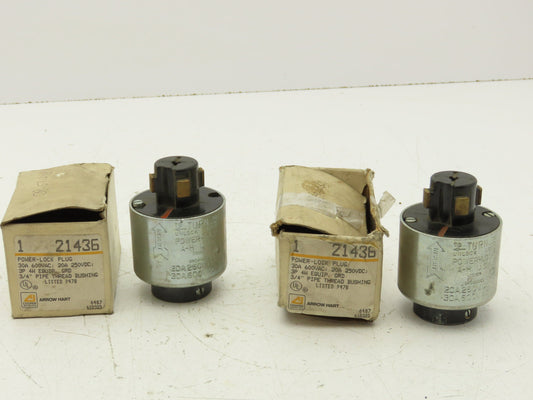 Arrow Hart 21436 Power Lock Plug 30A 600VAC 3P 4W 3/4"  Lot of 2