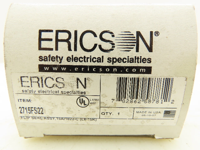 Ericson 2715FS22 Watertight Flip Seal Receptacle 15A 250V Twist-Lock  Lot of 2