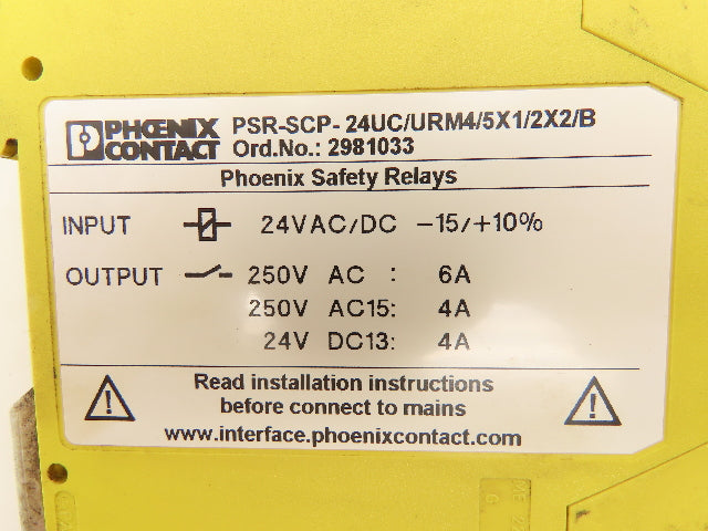 Phoenix Contact PSR-SCP-24UC/URM4/5X1/2X2/B Safety Relay Lot of 6