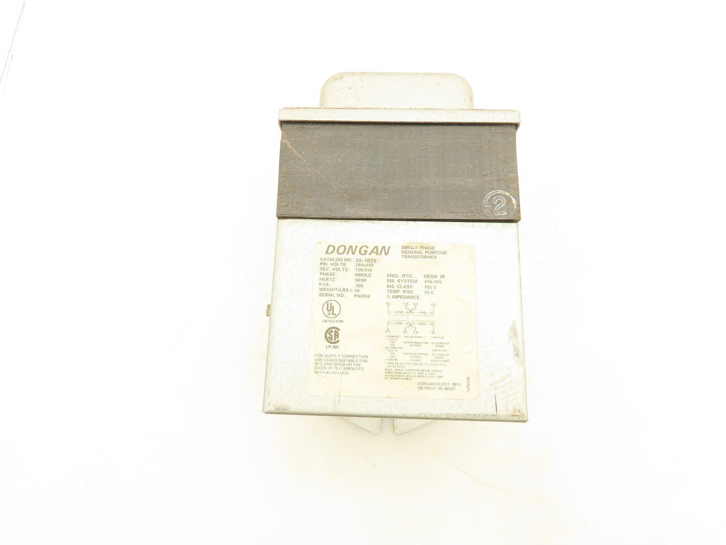 Dongan 35-1025 General Purpose Control Transformer 240-480V 1PH