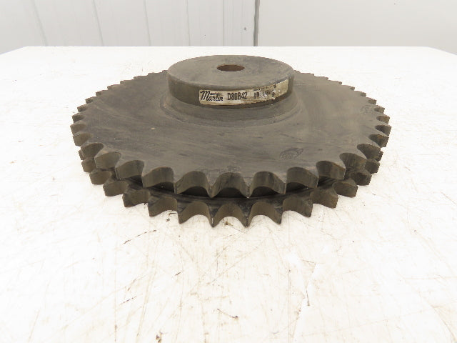 Martin D80B42 Sprocket Welded # 80 Double Roller 42 Teeth 1-1/4" Stock Bore