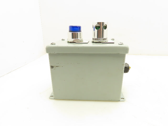 Hoffman E2PBX Pushbutton Enclosure W/Illuminated Blue Green Pushbuttons Nema 13