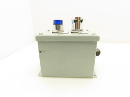 Hoffman E2PBX Pushbutton Enclosure W/Illuminated Blue Green Pushbuttons Nema 13